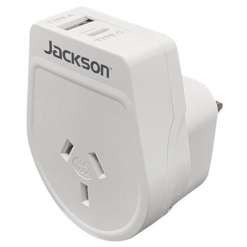 Jackson Slim Outbound Travel Adapter NZ/AU to UK/ Hong Kong Plug with USB Charging Ports