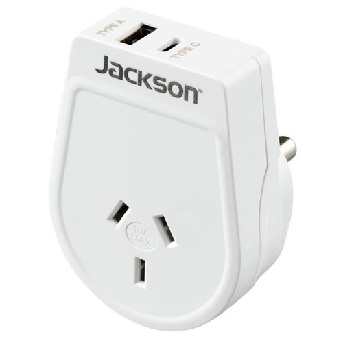 Jackson Slim Outbound Travel Adapter NZ/AU to South Africa Plug with USB Charging Ports