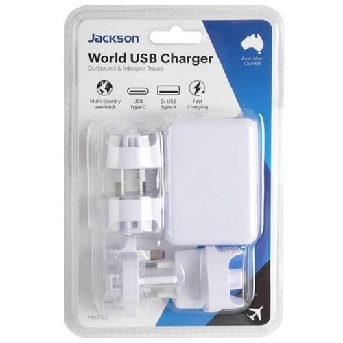 Jackson PTA7723 Worldwide USB Charger Travel Adapter