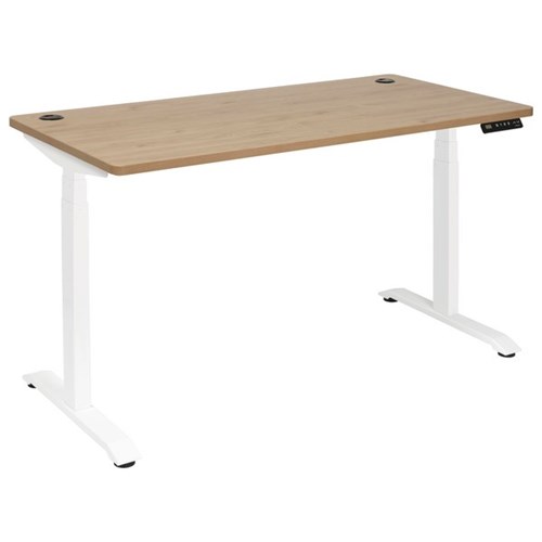 Amplify Rapid Assembly Electric Height Adjustable Desk Dual Motor 1500x750mm Pacific Oak/White