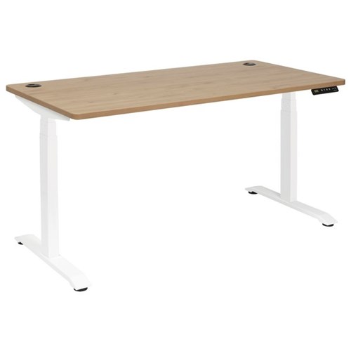 Amplify Rapid Assembly Electric Height Adjustable Desk Dual Motor 1800x800mm Pacific Oak/White