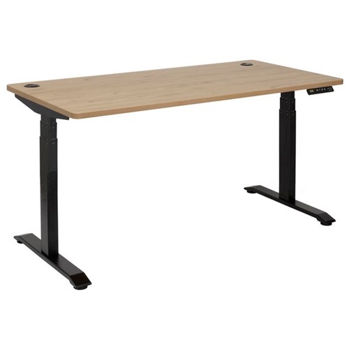 Amplify Rapid Assembly Electric Height Adjustable Desk Dual Motor 1800x800mm Pacific Oak/Black