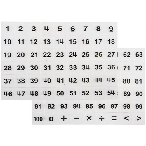 Transparent Number Tiles, Set of 108