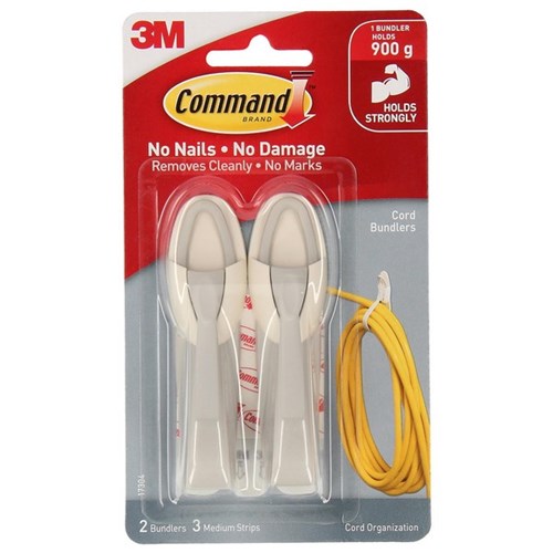 Command™ Cord Bundlers 17304 Medium White, Pack of 2