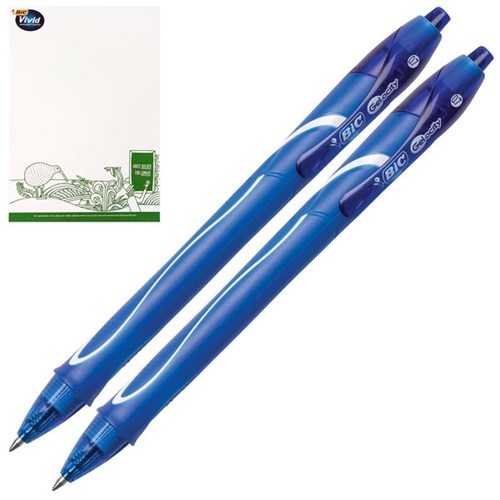 BIC Gelocity Blue Retractable Rollerball Gel Pen 0.7mm Fine Tip, Set of 2