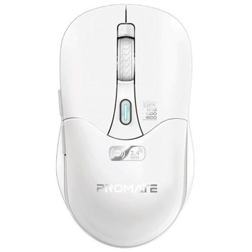 Promate Rechargeable Wireless Mouse Bluetooth & Receiver Plug Connectivity White