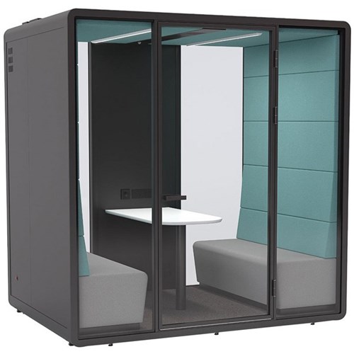 Haven Team+ Office Pod 2275x2300mm Black/Clear Glass