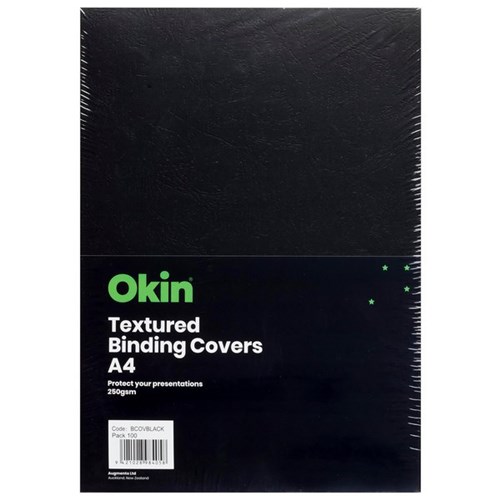 Okin Binding Covers 250gsm A4 Black, Pack of 100