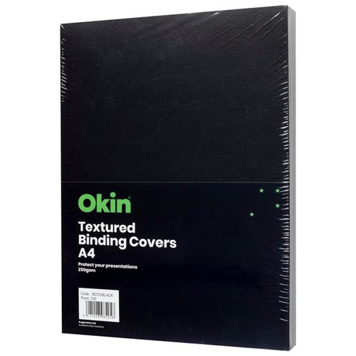 Okin Binding Covers 250gsm A4 Black, Pack of 100