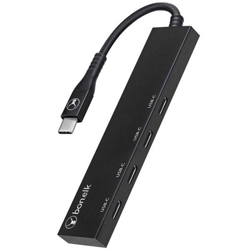 Bonelk Long-Life USB-C to 4 Port USB-C 3.0 Slim Hub Black