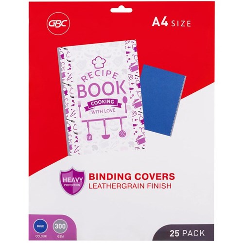 GBC Leathergrain Finish Binding Covers 300gsm A4 Blue, Pack of 25