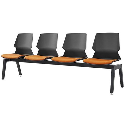 Sylex Prism 4 Seat Beam Chair Black/Orange