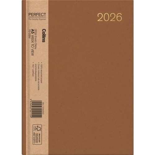 Collins A53 Diary A5 Week To View 2026 Enviro Assorted Colours