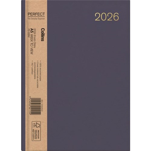 Collins A53 Diary A5 Week To View 2026 Enviro Assorted Colours