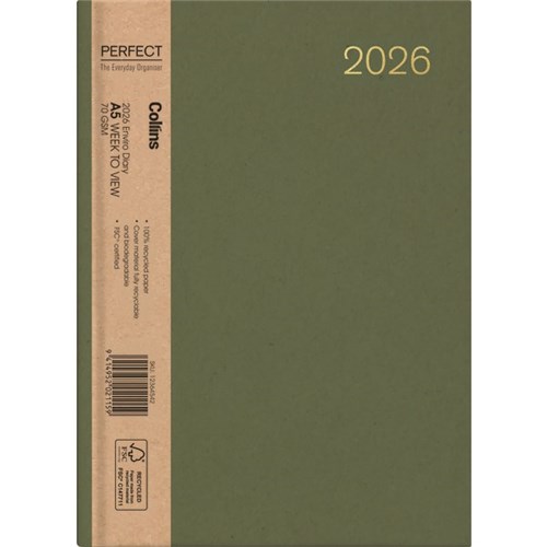 Collins A53 Diary A5 Week To View 2026 Enviro Assorted Colours