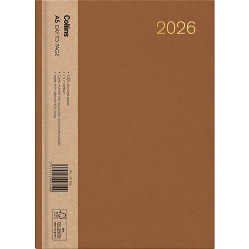 Collins A51 Diary A5 1 Day Per Page 2026 Enviro Assorted Colours