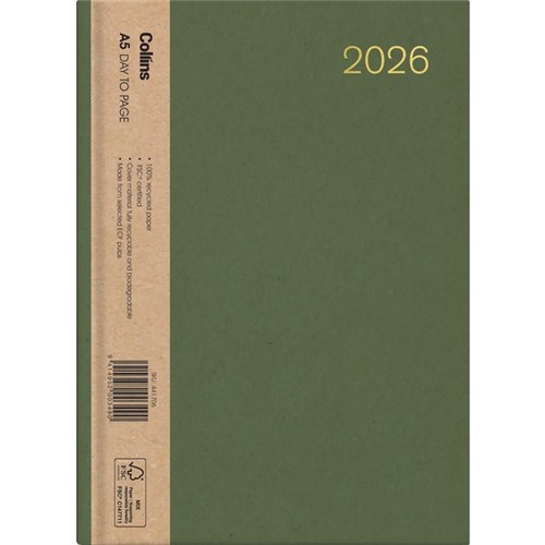 Collins A51 Diary A5 1 Day Per Page 2026 Enviro Assorted Colours