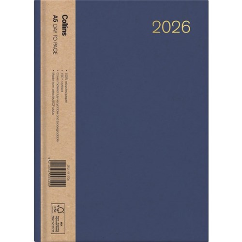 Collins A51 Diary A5 1 Day Per Page 2026 Enviro Assorted Colours