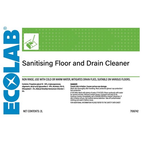 Ecolab Sanitising Floor and Drain Cleaner 2L, Carton of 2