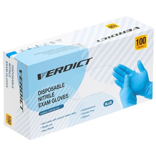 Verdict Nitrile Medical Food Safe Gloves Blue