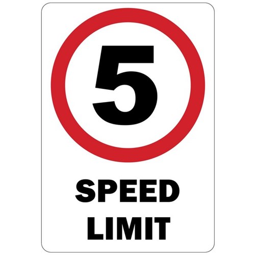 5km Speed Limit Safety Sign 240x340mm