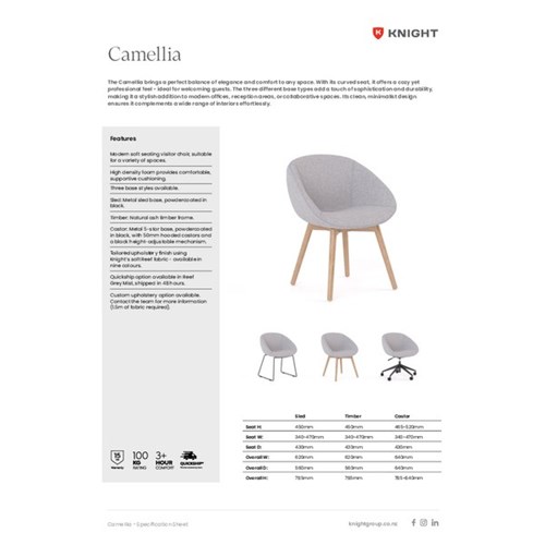 Camellia Sled Base Chair Reef Fabric/Grey Mist