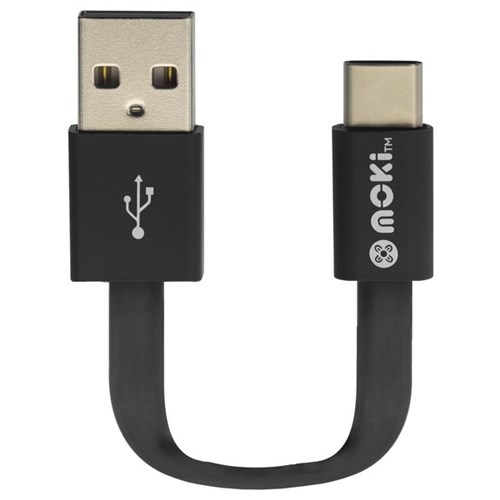 Moki Type-C to USB-A SynCharge Pocket Cable Black 100mm