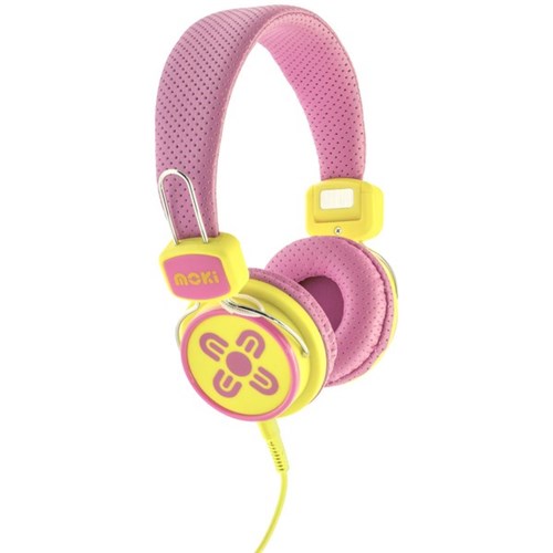 Moki Kid Safe Volume Limited Headphones Pink/Yellow