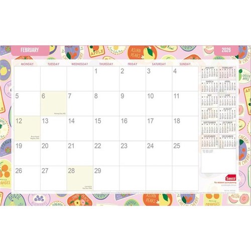 Sasco Desk Planner Fashion 450x276mm 2026 Assorted Designs
