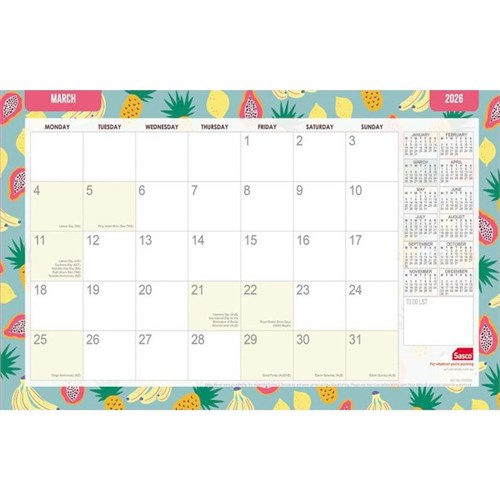 Sasco Desk Planner Fashion 450x276mm 2026 Assorted Designs