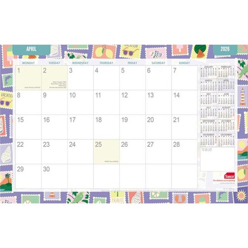 Sasco Desk Planner Fashion 450x276mm 2026 Assorted Designs