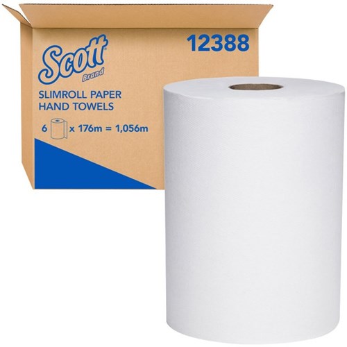 Scott® Slimroll Paper Hand Towels White, Carton of 6