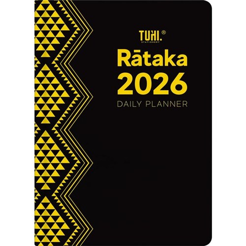 Tuhi B51 Premium Bilingual Diary Day Per Page Rataka 2026 Black/Gold