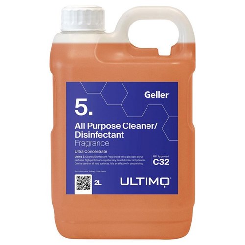 Geller Ultimo 5 C32 All Purpose Cleaner Disinfectant Ultra Concentrate Citrus 2L 