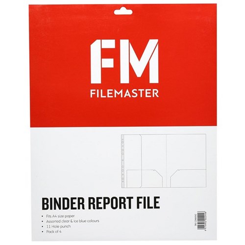 FM Vivid A4 Binder Report File Pack 4 Assorted Colours