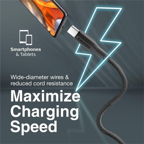 Promate USB-A to USB-C Super Flexible Cable Black 1m