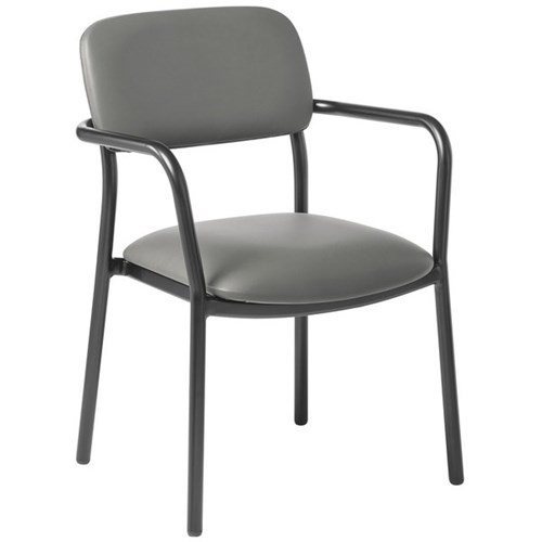 Eden Fit Visitor Chair With Arms Black Frame Standard Vinyl/Charcoal Grey