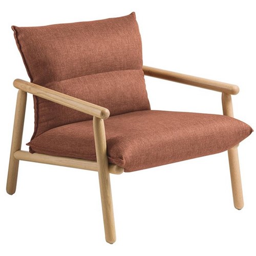 Eden Maia Lounge Chair Warm Natural Beech Frame Keylargo Fabric/Paprika