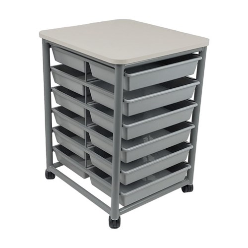 SitRite Single Bay Tote Trolley 500x550mm Grey/Silver