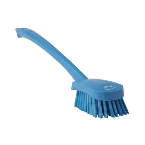 Vikan Churn Long Handled Stiff Bristle Brush 415mm Blue