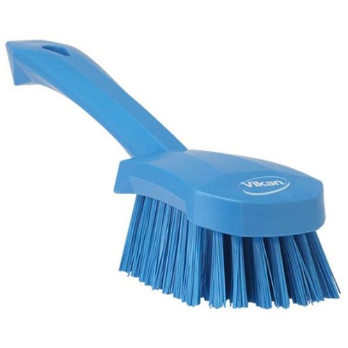 Vikan Short Handled Stiff Bristle Washing Brush 270mm Blue