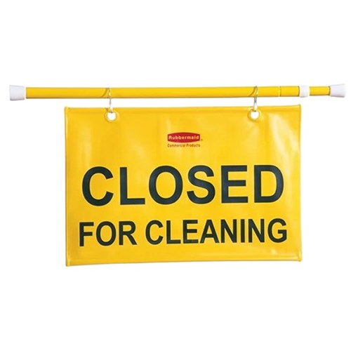 Rubbermaid Closed For Cleaning Safety Sign Hanging Yellow