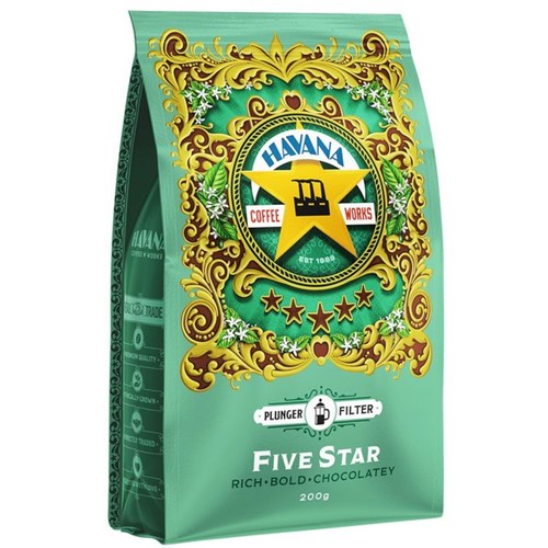 Havana Five Star Plunger and Filter Ground Coffee 200g 