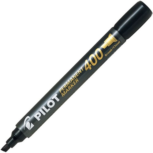 Pilot 400 Black Permanent Markers Chisel Tip, Pack of 12