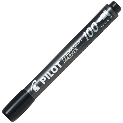 Pilot SCA-100 Black Permanent Markers Fine Bullet Tip, Pack of 12