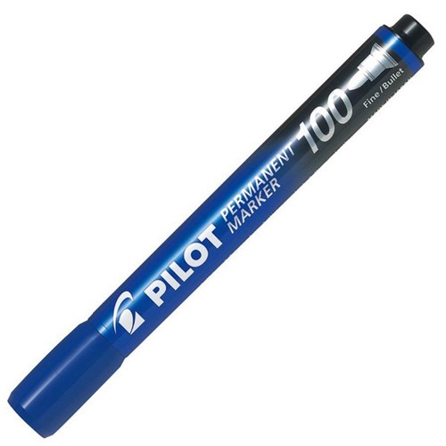 Pilot SCA-100 Blue Permanent Markers Fine Bullet Tip, Pack of 12