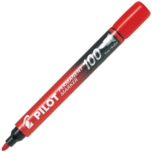 Pilot SCA-100 Red Permanent Markers Fine Bullet Tip, Pack of 12