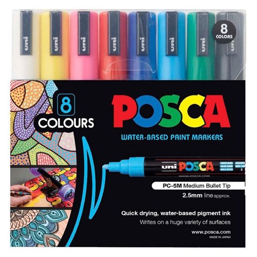 Uni Posca Paint Markers Soft Colours, Pack of 8