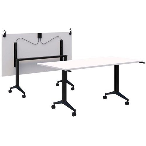 Fiord Flip Table with Connectors 1600x800mm Snow Velvet/Black