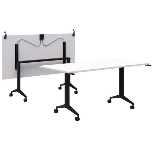 Fiord Flip Table with Connectors 1500x750mm Snow Velvet/Black